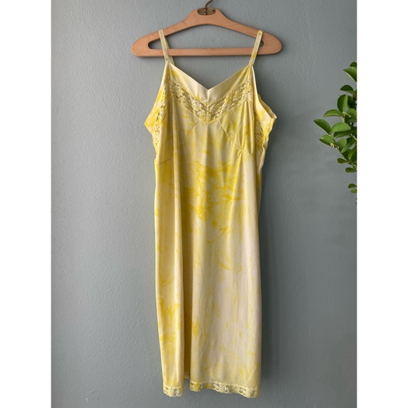 Vintage | 80s 90s Yellow Tie-Dye Slip Dress - Picture 2 of 13